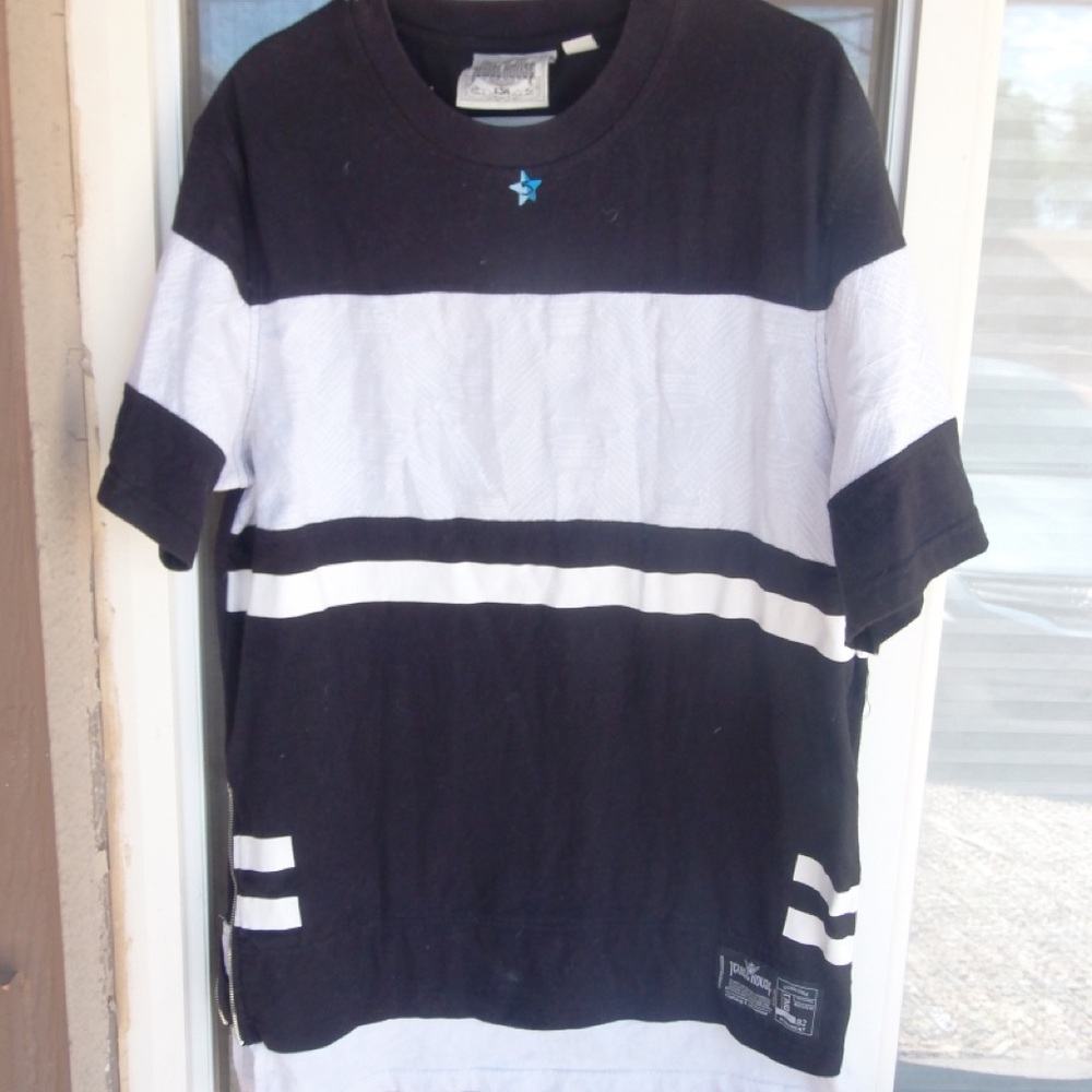 Punk Black and White Striped Crewneck Shirt